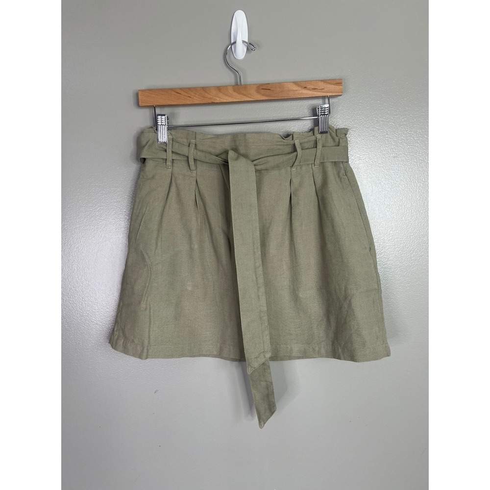 American Eagle green cotton linen blend mini skirt size small summer travel